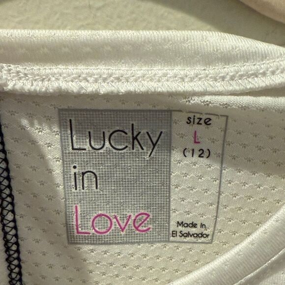 Lucky in Love Tennis Black and White Ombre Long Sleeve Top size Large - Picture 2 of 11